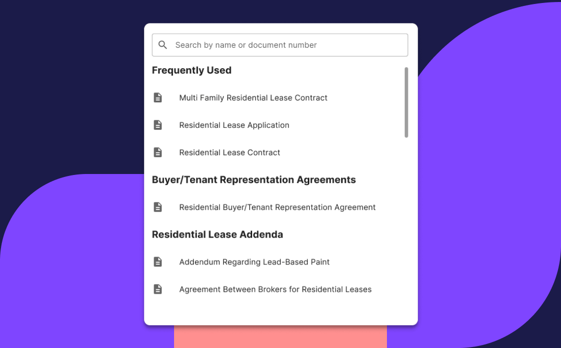 a list of forms in the Jointly lease forms library